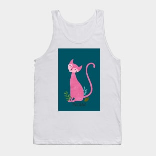 Pink kitten on a green color Tank Top